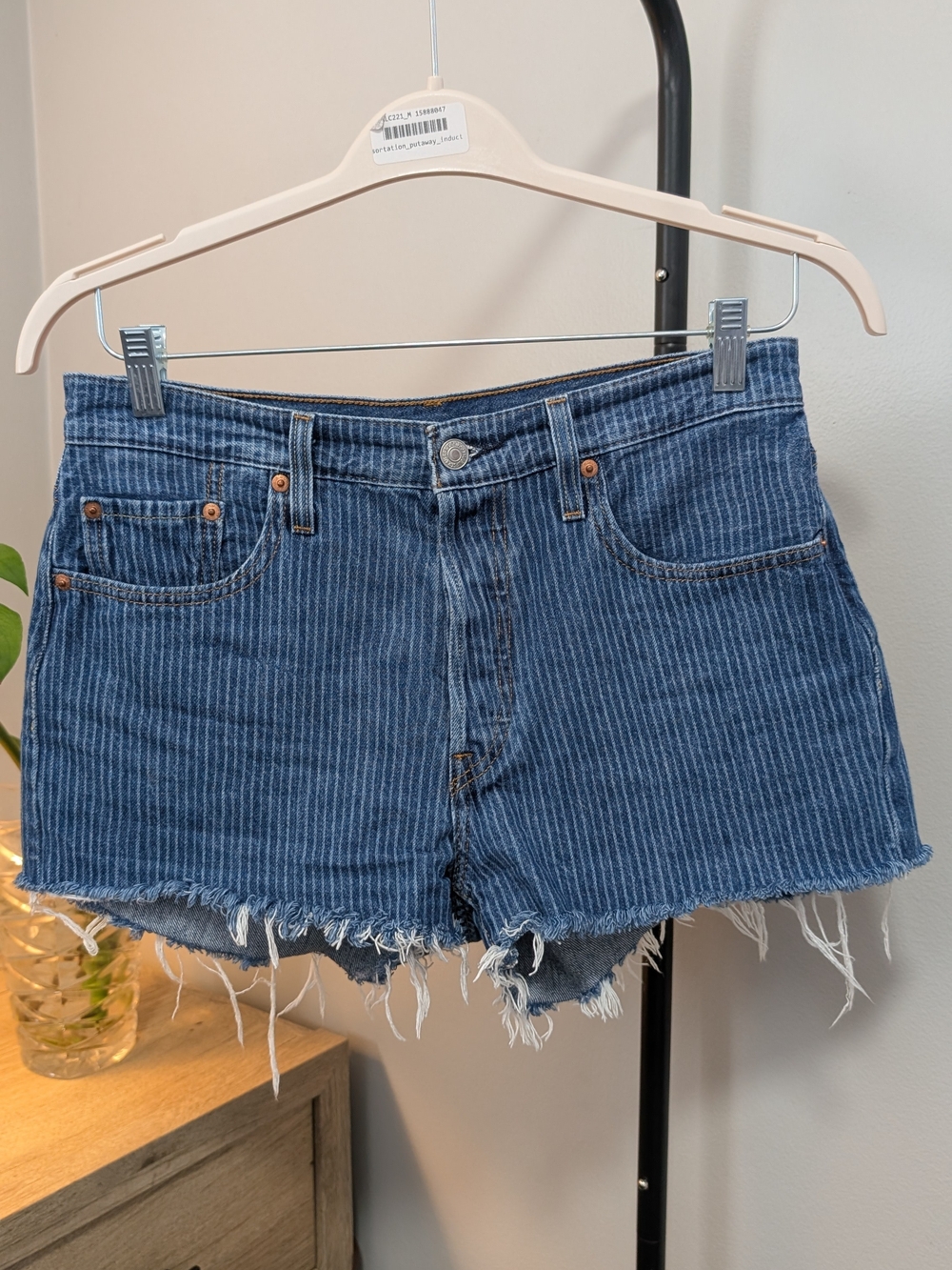 Levi's 501 Blue Striped Denim Cutoff Shorts